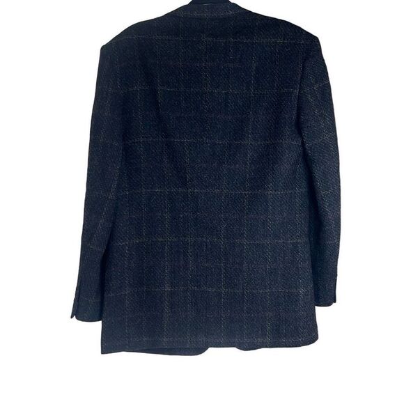 Pierre Cardin 42R Vintage 100% Wool Blazer Jacket Gray Windowpane Two Button - Picture 2 of 14